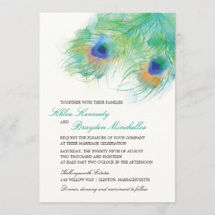 Convites Casamento de Penas com Aquarela
