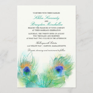 Convites Casamento de Penas com Aquarela