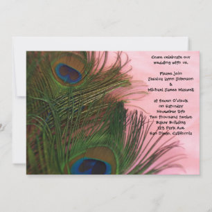 Convites Casamento de Penas de Pavão Rosa