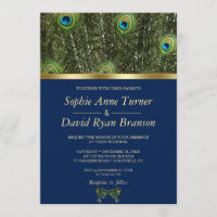 Casamento de Penas Douradas de Pavão Azul de Marin