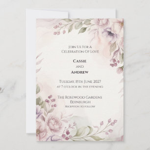 Convites Casamento de Peônia Anêmona Rosa Velho