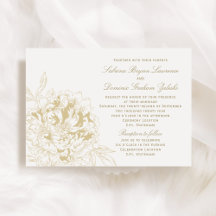 Casamento de Peônia com Caligrafia Dourada
