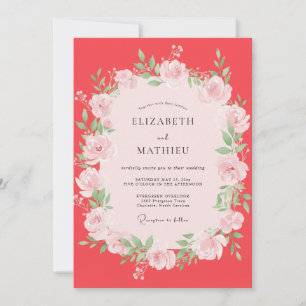 Convites Casamento de Peônia Coral Blush