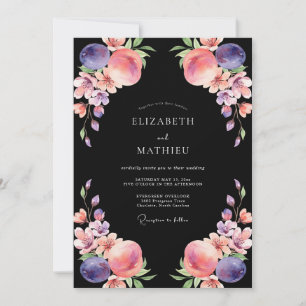 Convites Casamento de Peônia Coral Preta