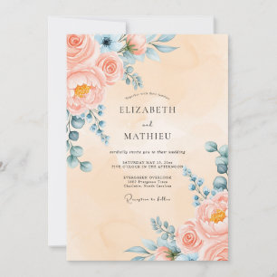 Convites Casamento de Peônia Graciosa Pêssego