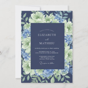 Convites Casamento de Peônia Hydrangea Índigo
