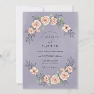 Convites Casamento de Peônia Lavanda Empoeirada