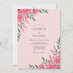 Convites Casamento de Peônia Magenta Rosa