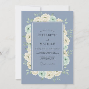 Convites Casamento de Peônia Menta Slate Flor Silvestre