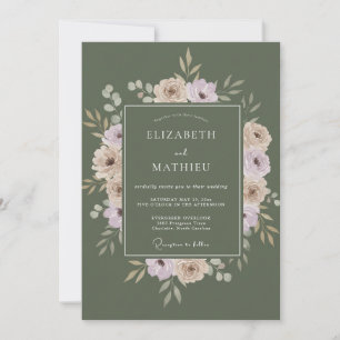 Convites Casamento de Peônia Oliva Malva