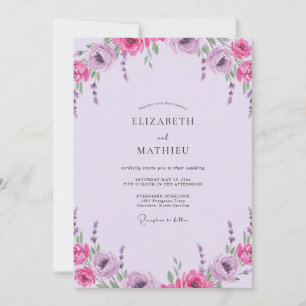 Convites Casamento de Peônia Orquídea Magenta