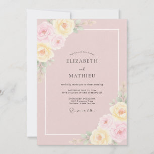 Convites Casamento de Peônia Pastel Rosa