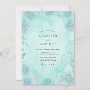 Convites Casamento de Peônia Pintada com Aqua Flor Silvestr