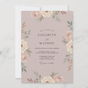 Convites Casamento de Peônia Pintada de Malva