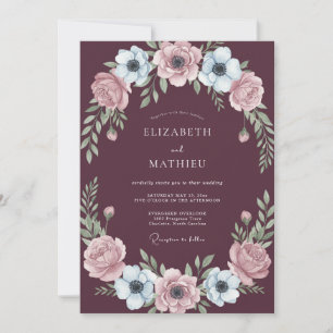 Convites Casamento de Peônia Rosa Bege Plumagem