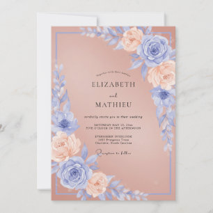Convites Casamento de Peônia Terracota Suave Periwinkle