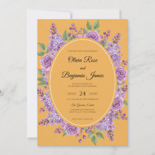 Convites Casamento de Peônia Violeta Mel Atemporal