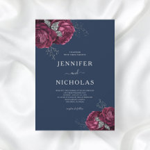 Casamento de Peônias Burgundy Azul Naval Floral El