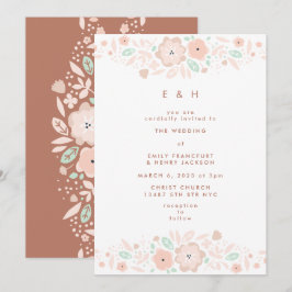 Convites Casamento de Pequenas Flores Elegante Mint Terraco