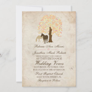 Convites Casamento de Pêssego Amarelo e Horses de outono de