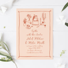 Casamento de Pêssego com Comida e Bebida Escrita M