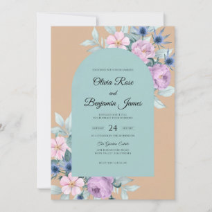 Convites Casamento de Pêssego Lavanda Empoeirado