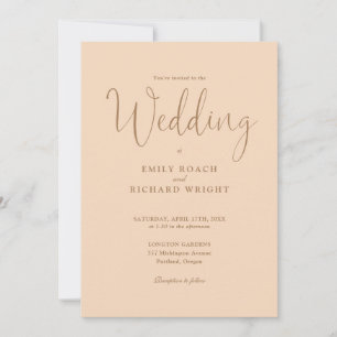 Convites Casamento de Pêssego Suave com Script de Caligrafi