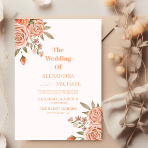Convites Casamento de Pessegueira Floral de Aquarela Elegan