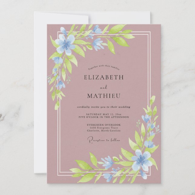 Convites Casamento de Pétala de Periwinkle Mauve Suave (Frente)