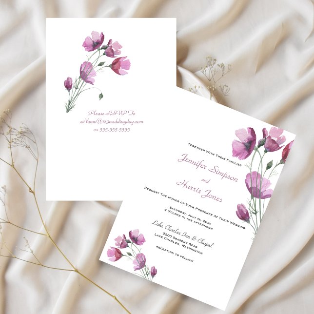 Convites Casamento de Petite de Verão de Púrpura Suave (Wedding Soft Purple Summer Petite Flowers Invitation)