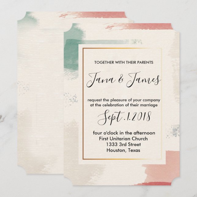 Convites Casamento de Pincel Cachorro Faux Foil (Frente/Verso)