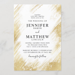 Convites Casamento de Pincel de Pincel de Ouro Faux