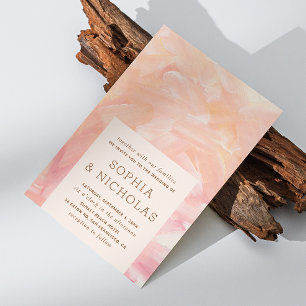 Convites Casamento de pincel rosa-rosa moderno e elegante