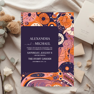 Convites Casamento de pincel roxo, cor-de-rosa, cor-de-lara