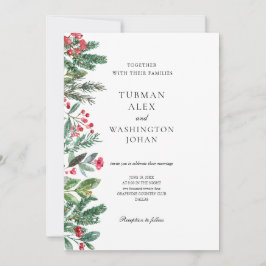 Convites Casamento de Pine Cone Greenery de Berries de inve