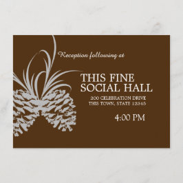 Convites Casamento de Pine Cone Silhouette Brown e Silver
