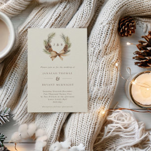 Convites Casamento de Pine de inverno Cone e Folhas de Ferr