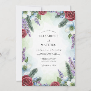 Convites Casamento de Pinheiro Eucalipto Âmbar Crimson