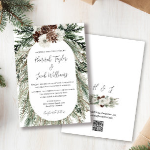 Convites Casamento de Pinheiros de inverno com código QR RS