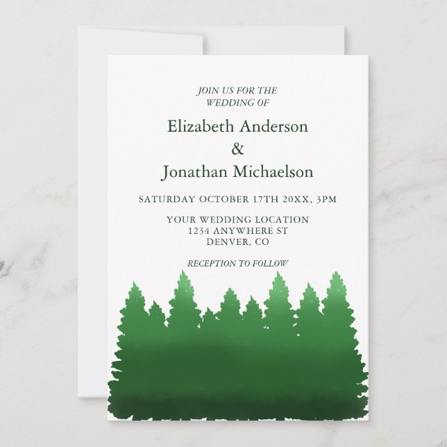 Convites Casamento de Pinheiros de Madeira (Frente)