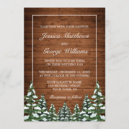 Convites Casamento de Pinheiros de Madeira e Floresta Neve