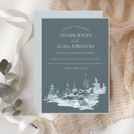 Convites Casamento de Pinheiros Verdes da Floresta Aquarela