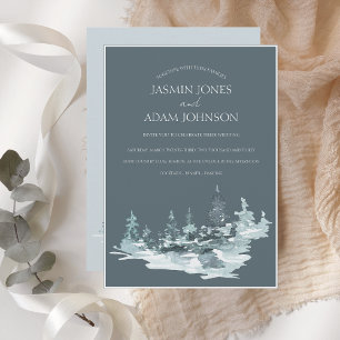 Convites Casamento de Pinheiros Verdes da Floresta Aquarela