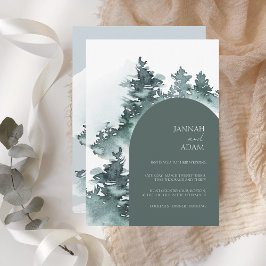 Convites Casamento de Pinheiros Verdes em Woodcolor Woodlan