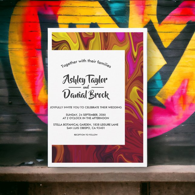 Convites Casamento de pintura de óleo de Abstrato Contempor (Criador carregado)