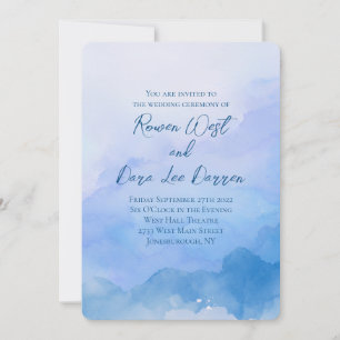 Convites Casamento de Pintura de Ombre Azul
