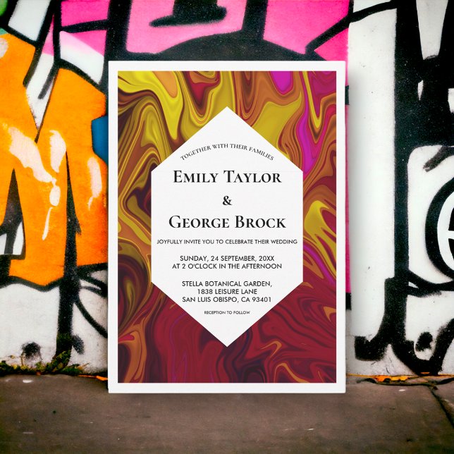 Convites Casamento de pintura fina de Abstrato Oil Elegante (Criador carregado)