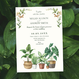 Convites Casamento de plantas de jardinagem verde