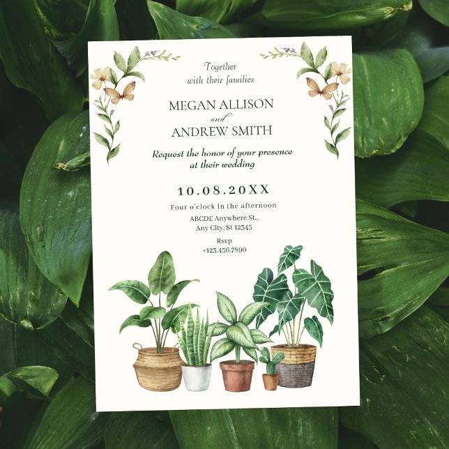 Convites Casamento de plantas de jardinagem verde (Criador carregado)