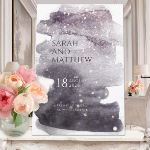 Convites Casamento de Plum & Dusty Mauve Sparkle Dourado Wa